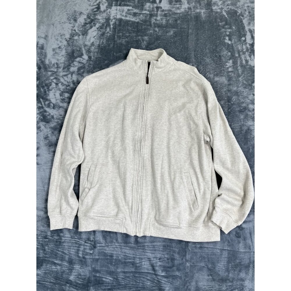 Tasso Elba Mens Full-Zip Ribbed Cotton Sweater Jacket XXL  Casual